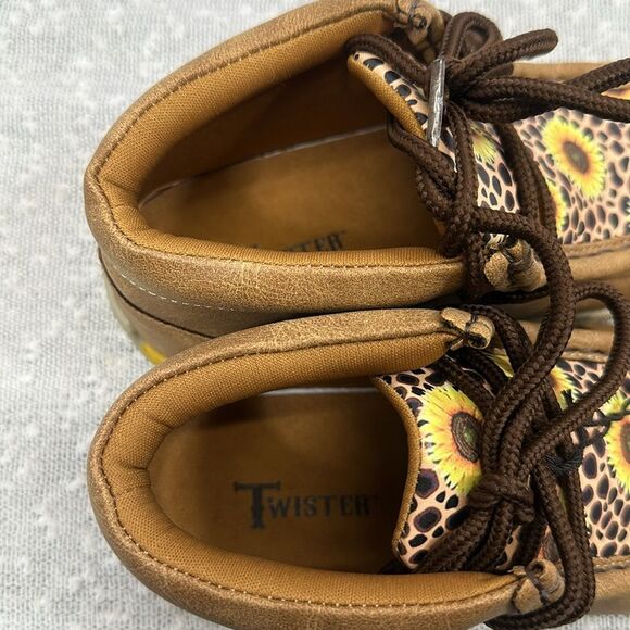 Twister Western Chukka Boots Shoes Cheetah Sunflower Girls 12 NWT - Picture 10 of 11